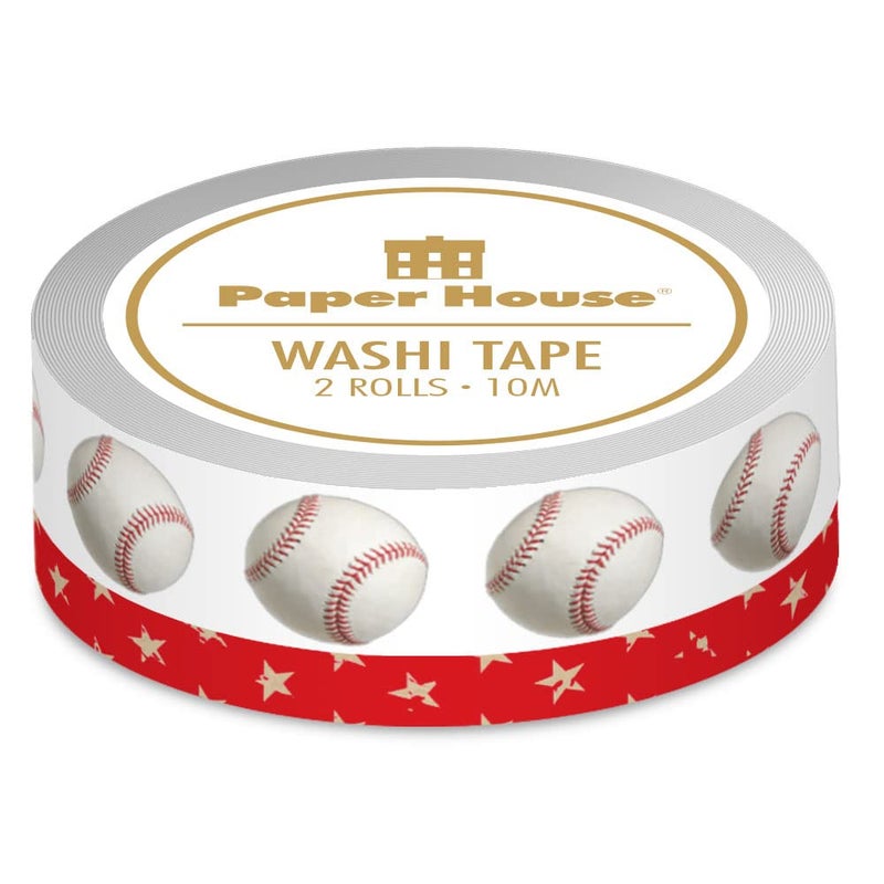 Paper House Productions Sticky Pix Die Cut Baseball Set of 2 Foil Accent Washi Tape Rolls for Scrapbooking and Crafts - Image 3